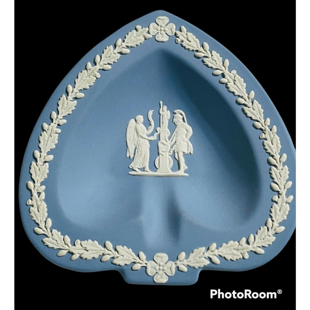 Wedgwood Dish Candy Trinket Jasperware Blue White Spade Heart Angel Soldier
